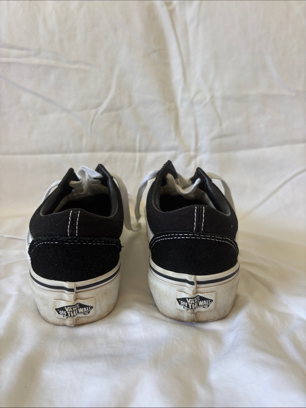 Vans Black and White Old Skool Classic Lace-Up Sneakers - Picture 6 of 7